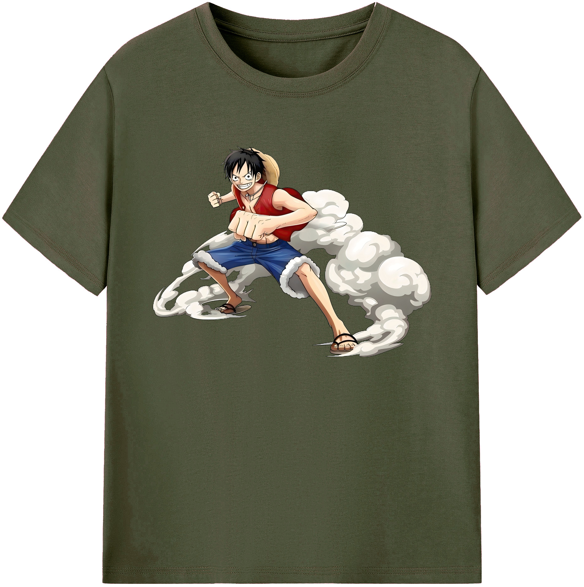 ワンピース モンキー・D・ルフィ ONE PIECE Monkey D. Luffy 綿100％ メンズ半袖Tシャツ｜肌触りやわらか＆通気性
